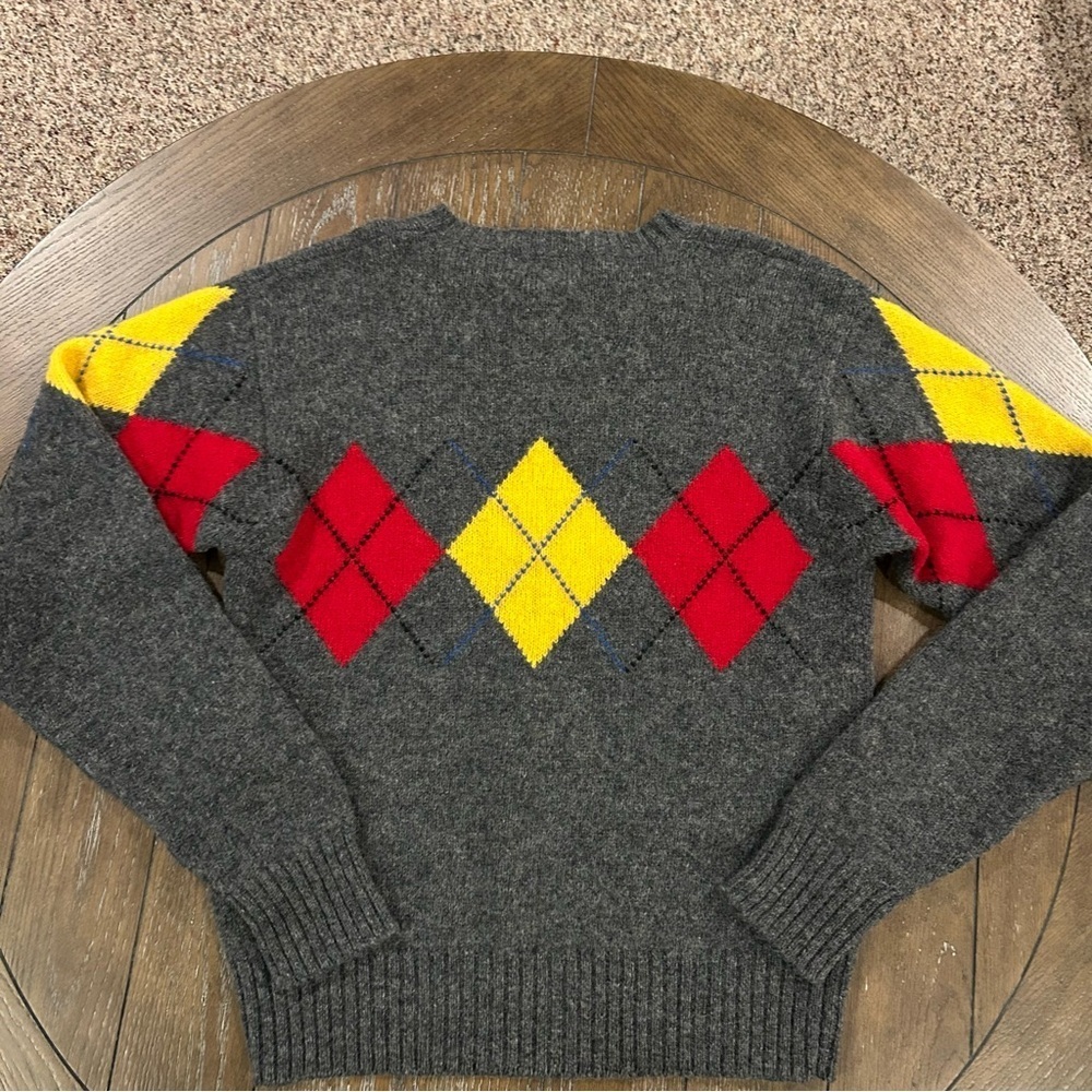 Vintage Christopher Hayes Crewneck 100% Wool Knit Argyle Sweater Size Large - Picture 2 of 8